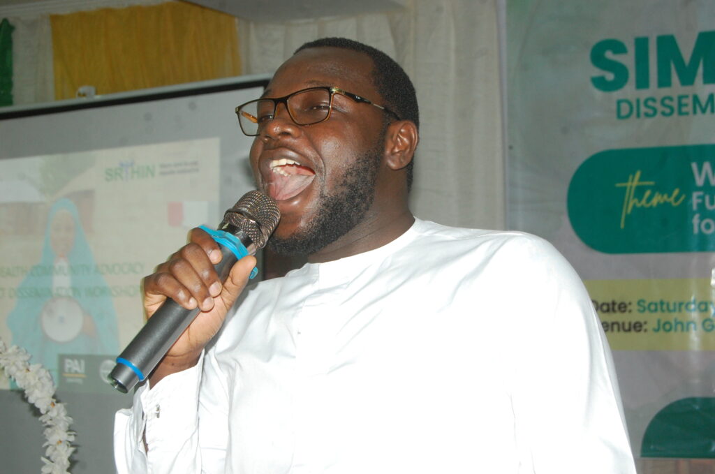 SHRIN Country Coordinator, Mr Miracle Adesina giving his keynote address at the dissemination conference